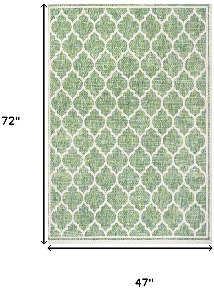 Cream And Green Geometric Indoor Outdoor Area Rug Photo 5