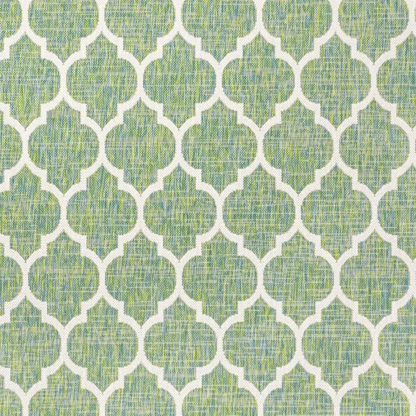 Cream And Green Geometric Indoor Outdoor Area Rug Photo 2