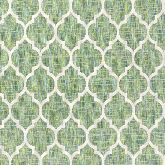 Cream And Green Geometric Indoor Outdoor Area Rug Photo 2