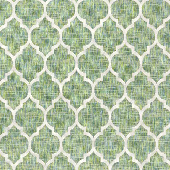 Cream And Green Geometric Indoor Outdoor Area Rug Photo 2
