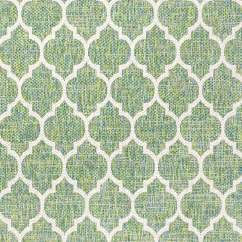 Cream And Green Geometric Indoor Outdoor Area Rug Photo 2