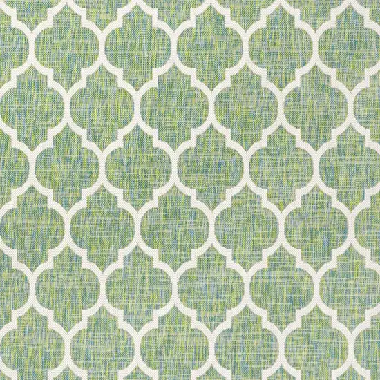 Cream And Green Geometric Indoor Outdoor Area Rug Photo 2