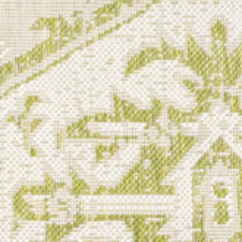 Cream And Green Medallion Indoor Outdoor Area Rug Photo 3