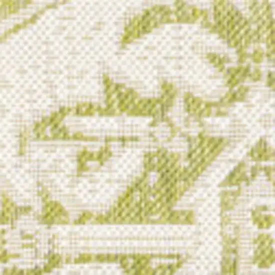Cream And Green Medallion Indoor Outdoor Area Rug Photo 2