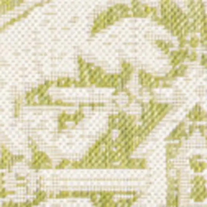 Cream And Green Medallion Indoor Outdoor Area Rug Photo 2