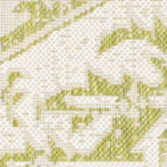 Cream And Green Medallion Indoor Outdoor Area Rug Photo 2