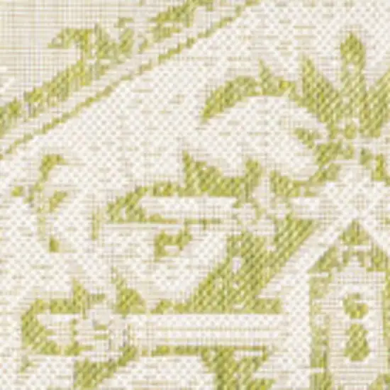Cream And Green Medallion Indoor Outdoor Area Rug Photo 3