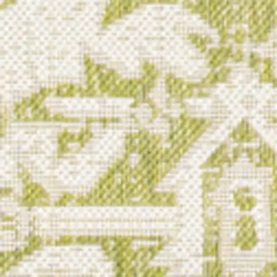 Cream And Green Medallion Indoor Outdoor Area Rug Photo 2