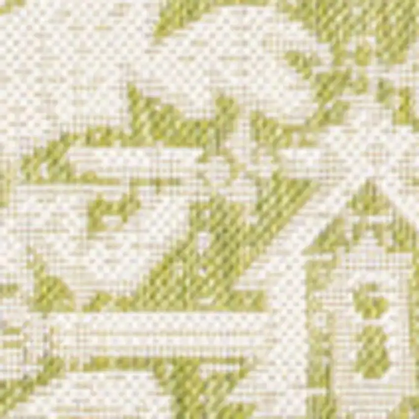 Cream And Green Medallion Indoor Outdoor Area Rug Photo 2