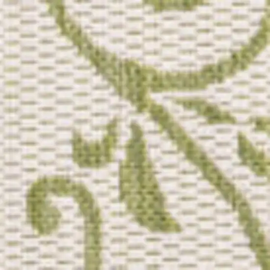 Cream And Green Medallion Indoor Outdoor Area Rug Photo 3
