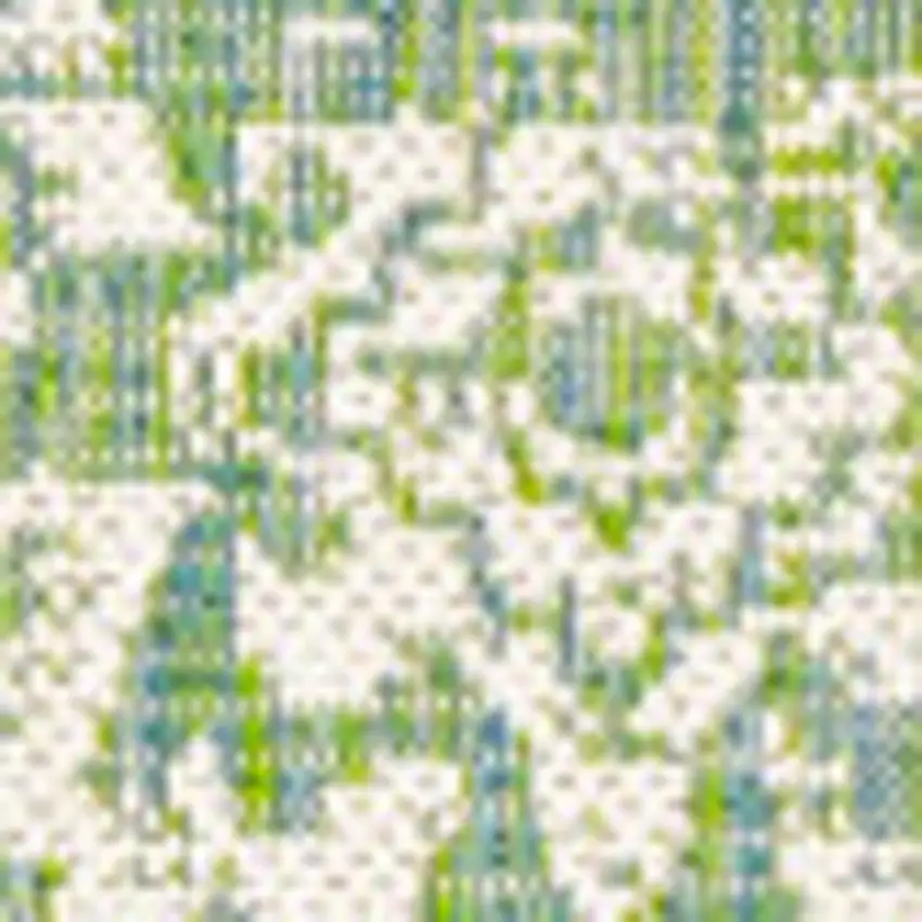 Cream And Green Medallion Indoor Outdoor Area Rug Photo 2