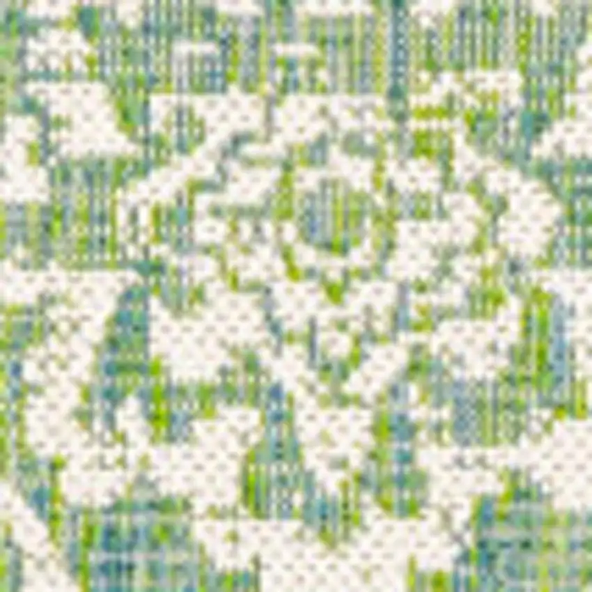 Cream And Green Medallion Indoor Outdoor Area Rug Photo 3