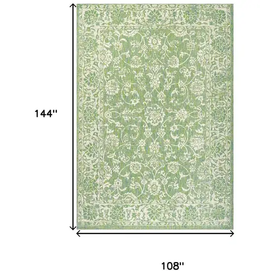 Cream And Green Medallion Indoor Outdoor Area Rug Photo 5