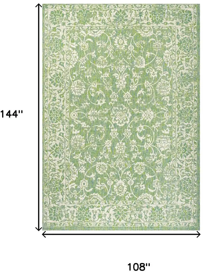 Cream And Green Medallion Indoor Outdoor Area Rug Photo 5