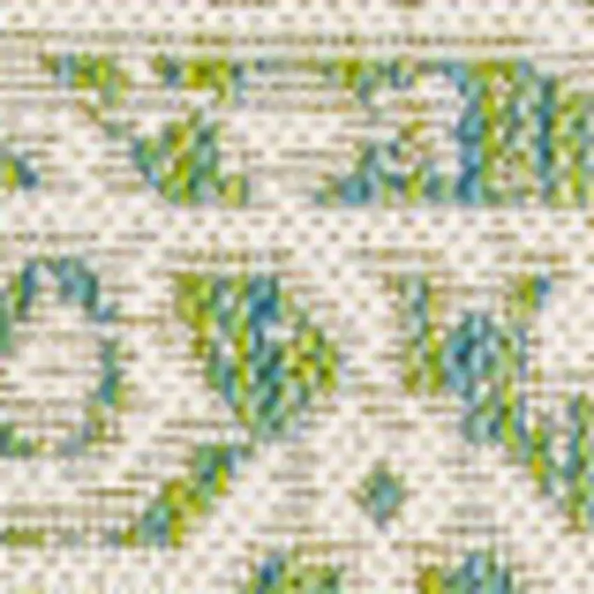Cream And Green Medallion Indoor Outdoor Area Rug Photo 3