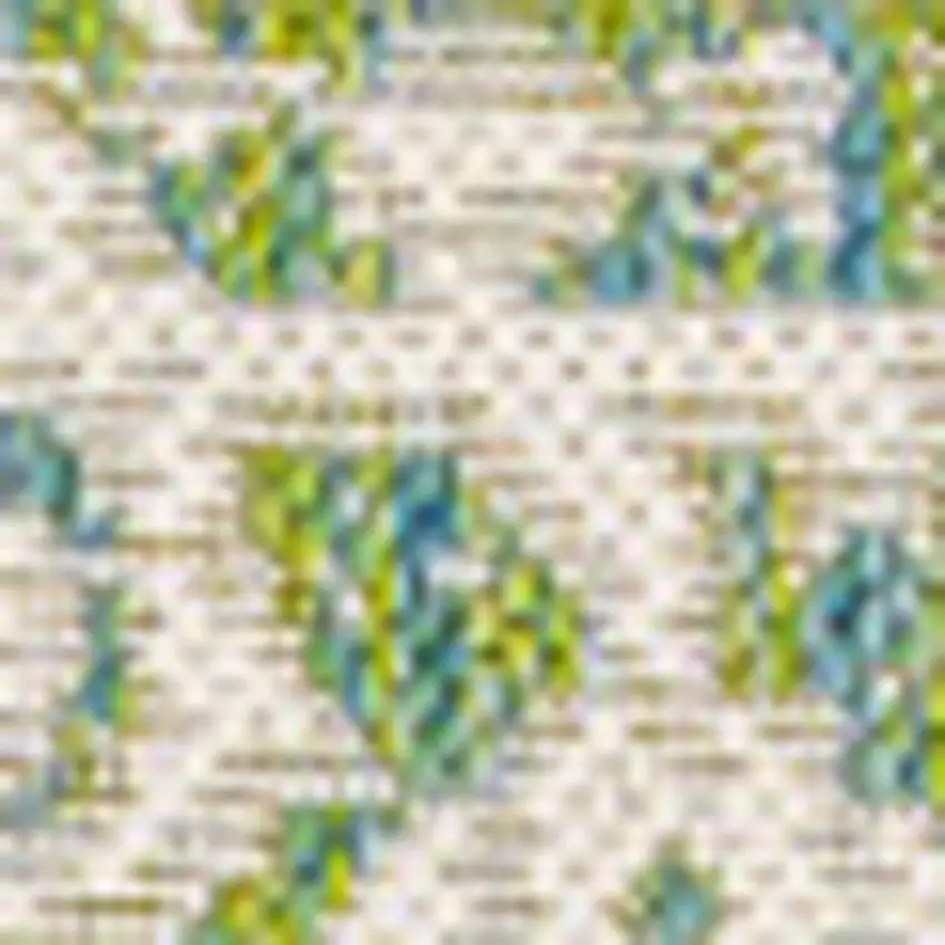 Cream And Green Medallion Indoor Outdoor Area Rug Photo 2