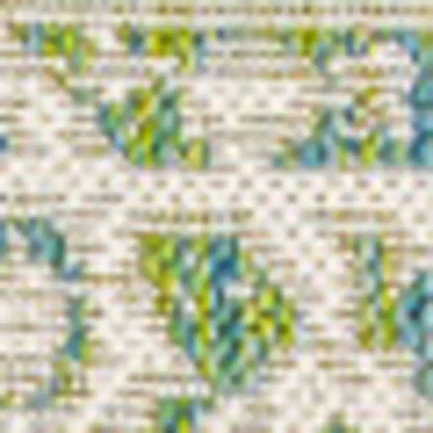 Cream And Green Medallion Indoor Outdoor Area Rug Photo 2