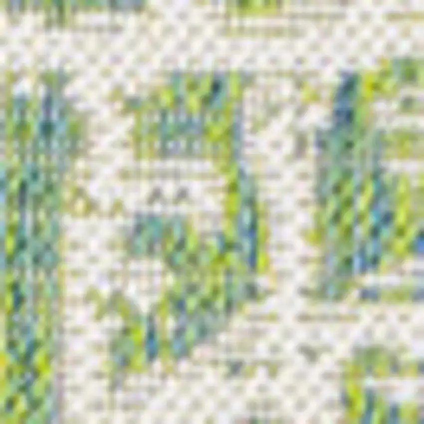 Cream And Green Medallion Indoor Outdoor Area Rug Photo 2