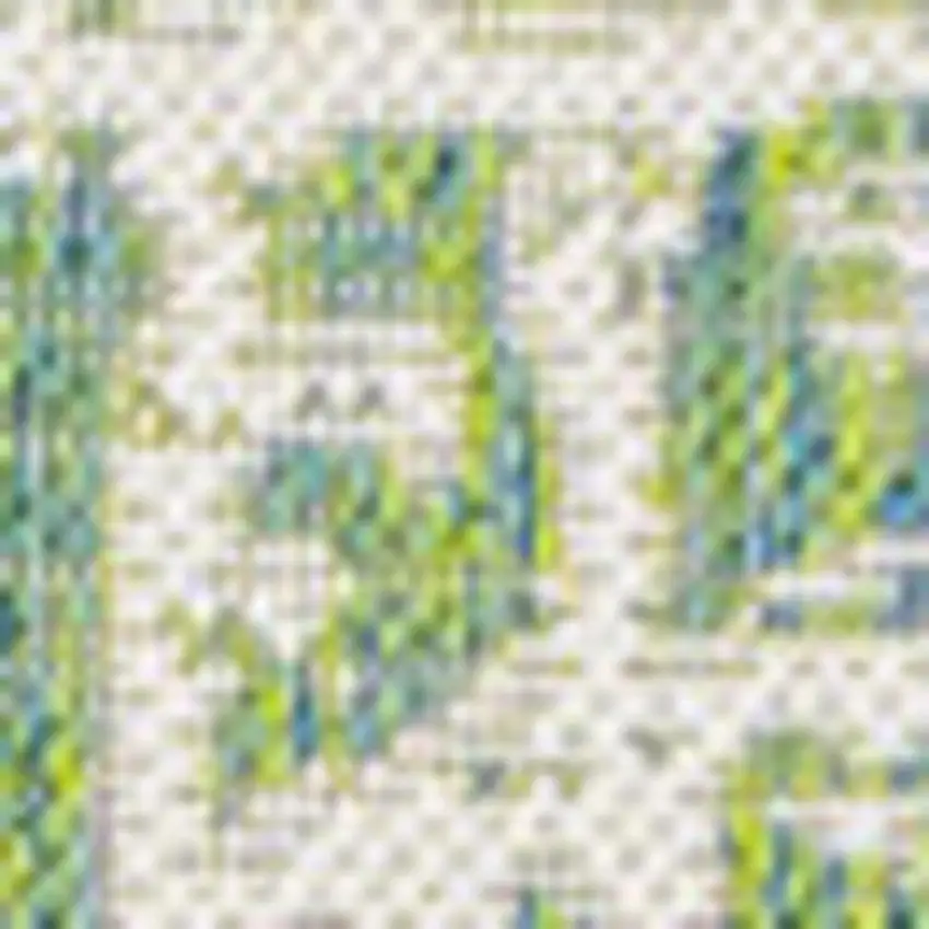 Cream And Green Medallion Indoor Outdoor Area Rug Photo 2