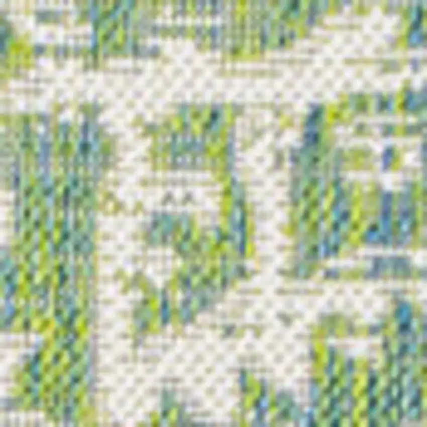 Cream And Green Medallion Indoor Outdoor Area Rug Photo 3