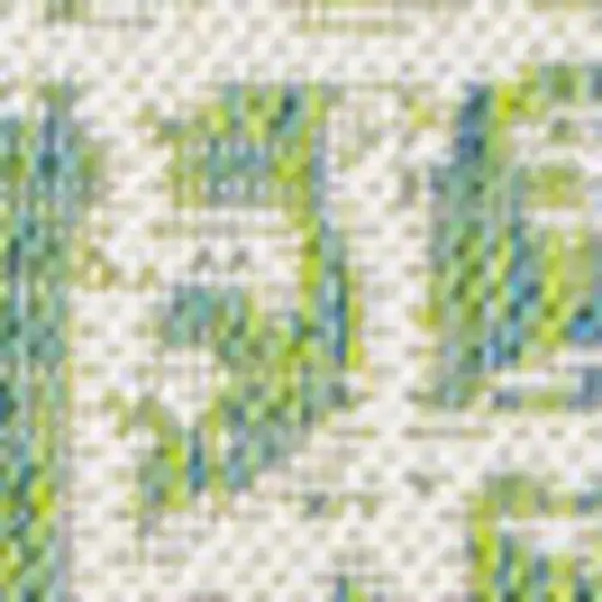 Cream And Green Medallion Indoor Outdoor Area Rug Photo 2