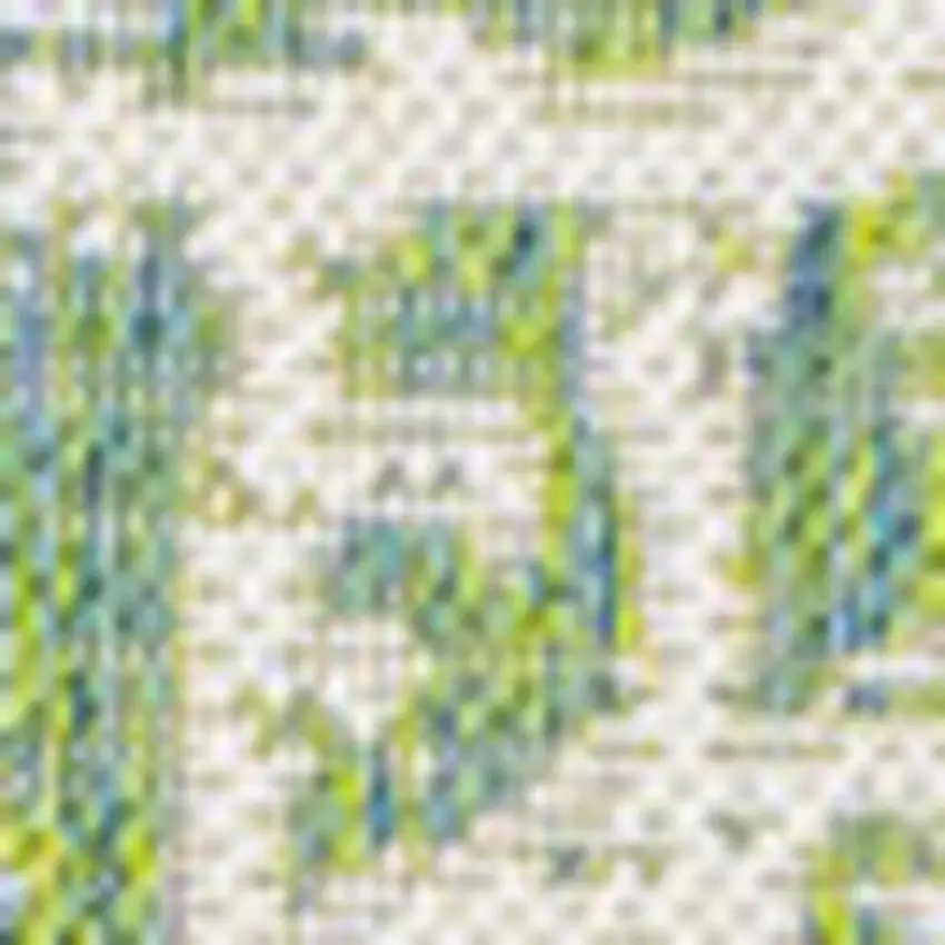 Cream And Green Medallion Indoor Outdoor Area Rug Photo 2