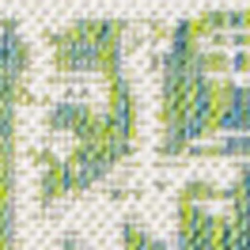 Cream And Green Medallion Indoor Outdoor Area Rug Photo 2