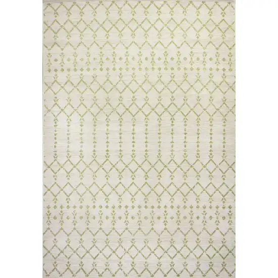 Cream And Green Trellis Indoor Outdoor Area Rug Photo 3