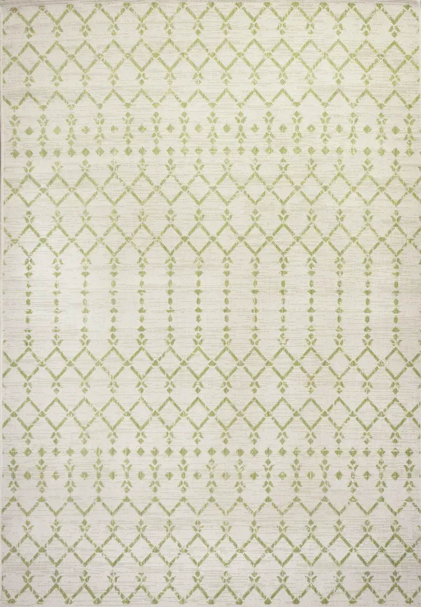 Cream And Green Trellis Indoor Outdoor Area Rug Photo 3