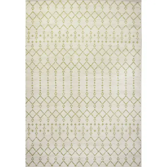 Cream And Green Trellis Indoor Outdoor Area Rug Photo 1