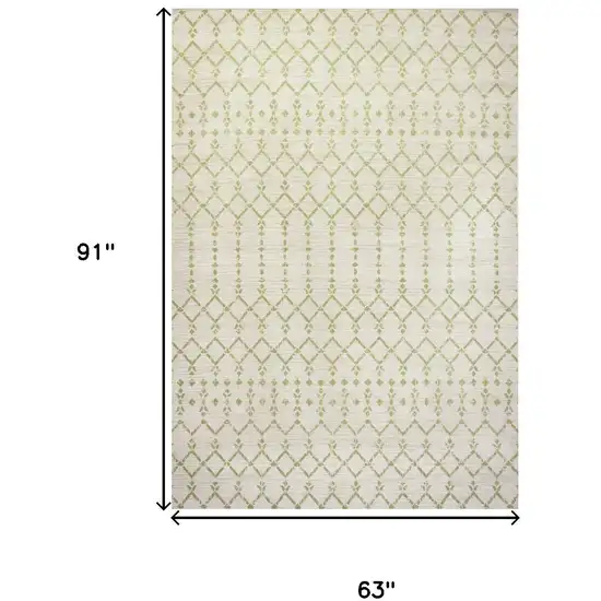 Cream And Green Trellis Indoor Outdoor Area Rug Photo 4