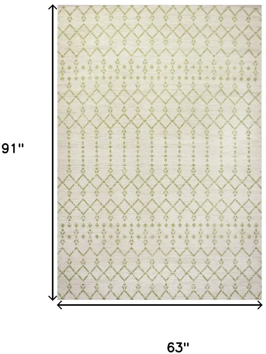 Cream And Green Trellis Indoor Outdoor Area Rug Photo 4