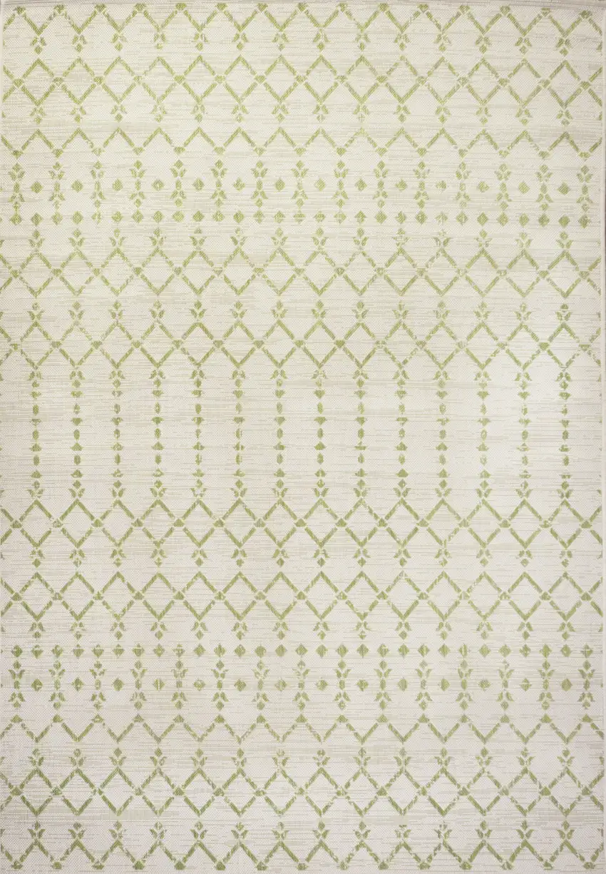Cream And Green Trellis Indoor Outdoor Area Rug Photo 1