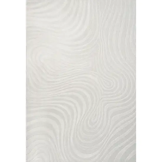 Cream And Ivory Abstract Indoor Outdoor Area Rug Photo 1