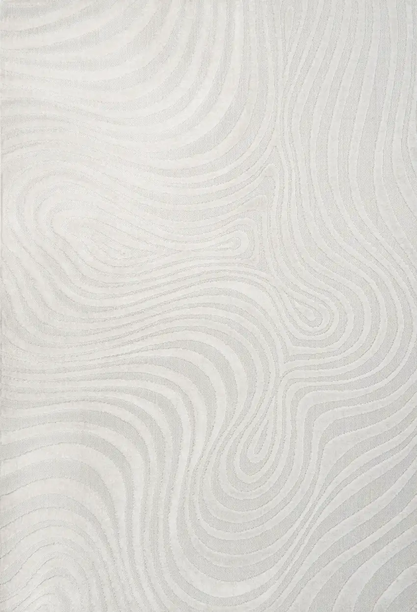 Cream And Ivory Abstract Indoor Outdoor Area Rug Photo 1