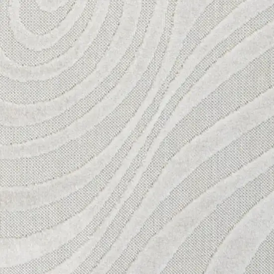 Cream And Ivory Abstract Indoor Outdoor Area Rug Photo 2