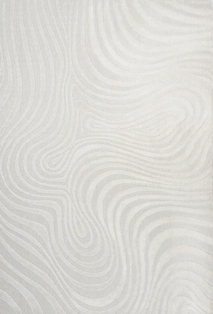 Cream And Ivory Abstract Indoor Outdoor Area Rug Photo 3