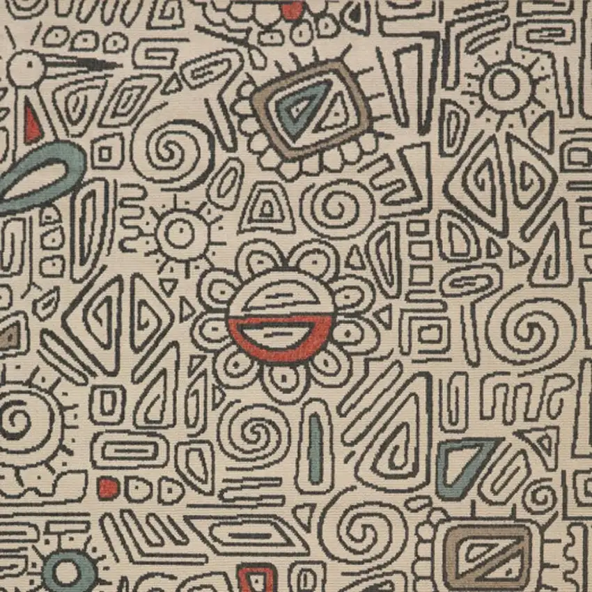 Cream And Ivory Abstract Square Rug Photo 4