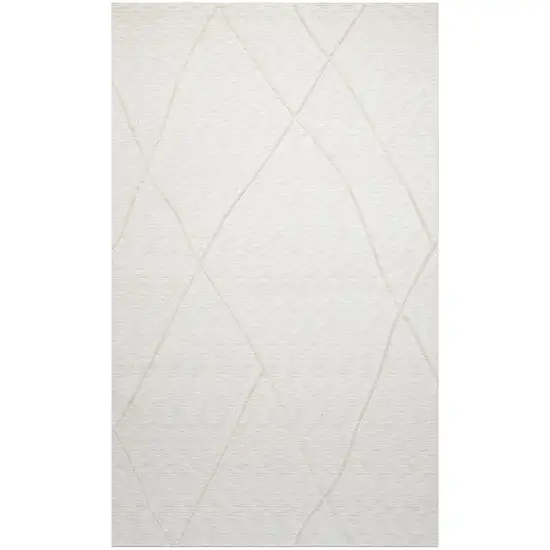 Cream And Ivory Abstract Square Rug Photo 5