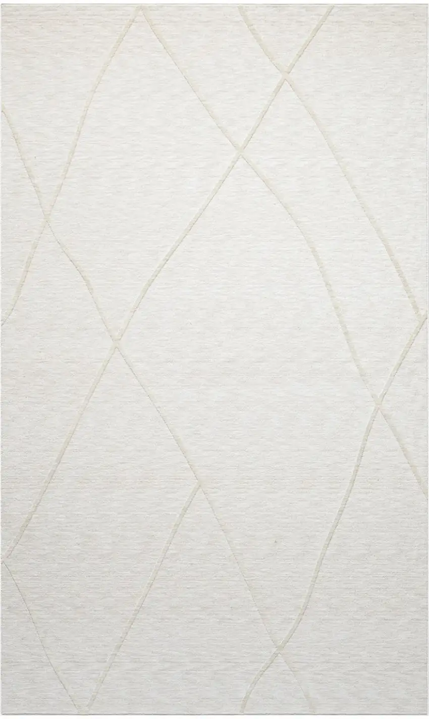 Cream And Ivory Abstract Square Rug Photo 5