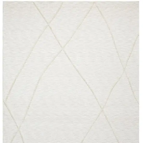 Cream And Ivory Abstract Square Rug Photo 4