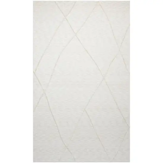 Cream And Ivory Abstract Square Rug Photo 2