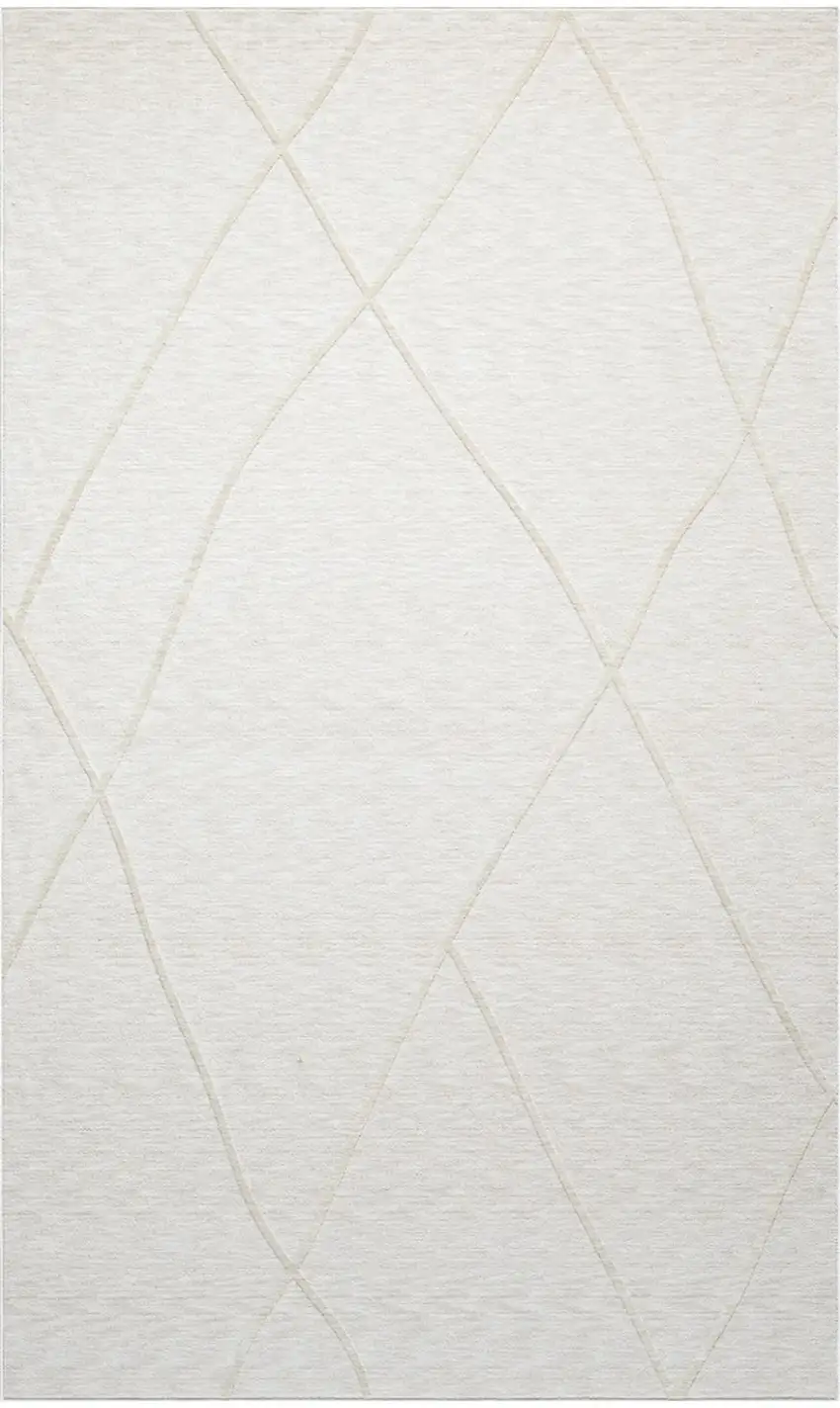 Cream And Ivory Abstract Square Rug Photo 2