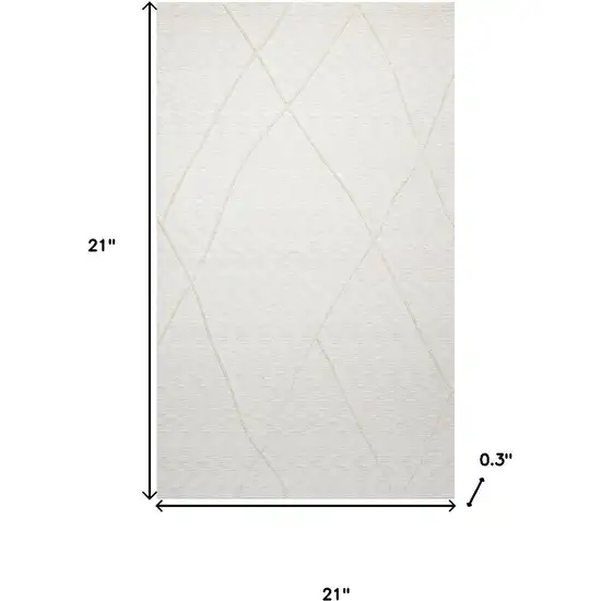 Cream And Ivory Abstract Square Rug Photo 3