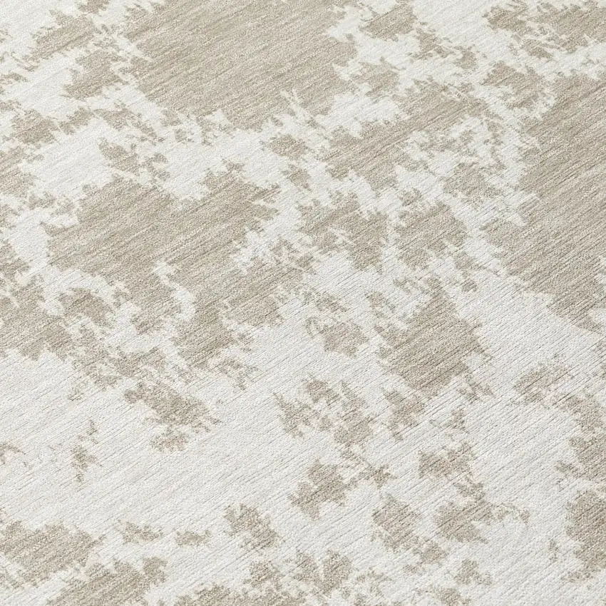 Cream And Ivory Abstract Washable Indoor Outdoor Area Rug Photo 5