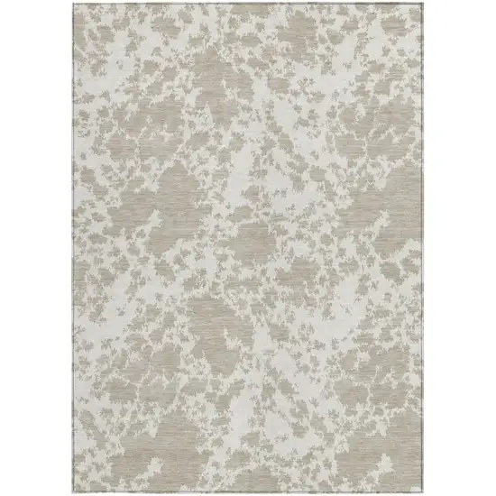 Cream And Ivory Abstract Washable Indoor Outdoor Area Rug Photo 3