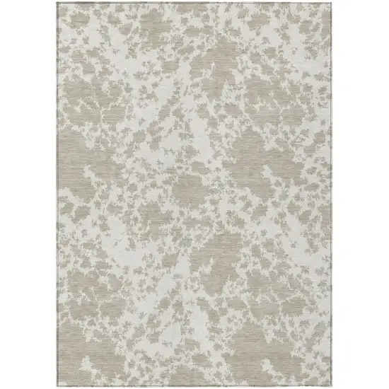 Cream And Ivory Abstract Washable Indoor Outdoor Area Rug Photo 2