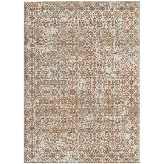 Cream And Ivory Abstract Washable Indoor Outdoor Area Rug Photo 3
