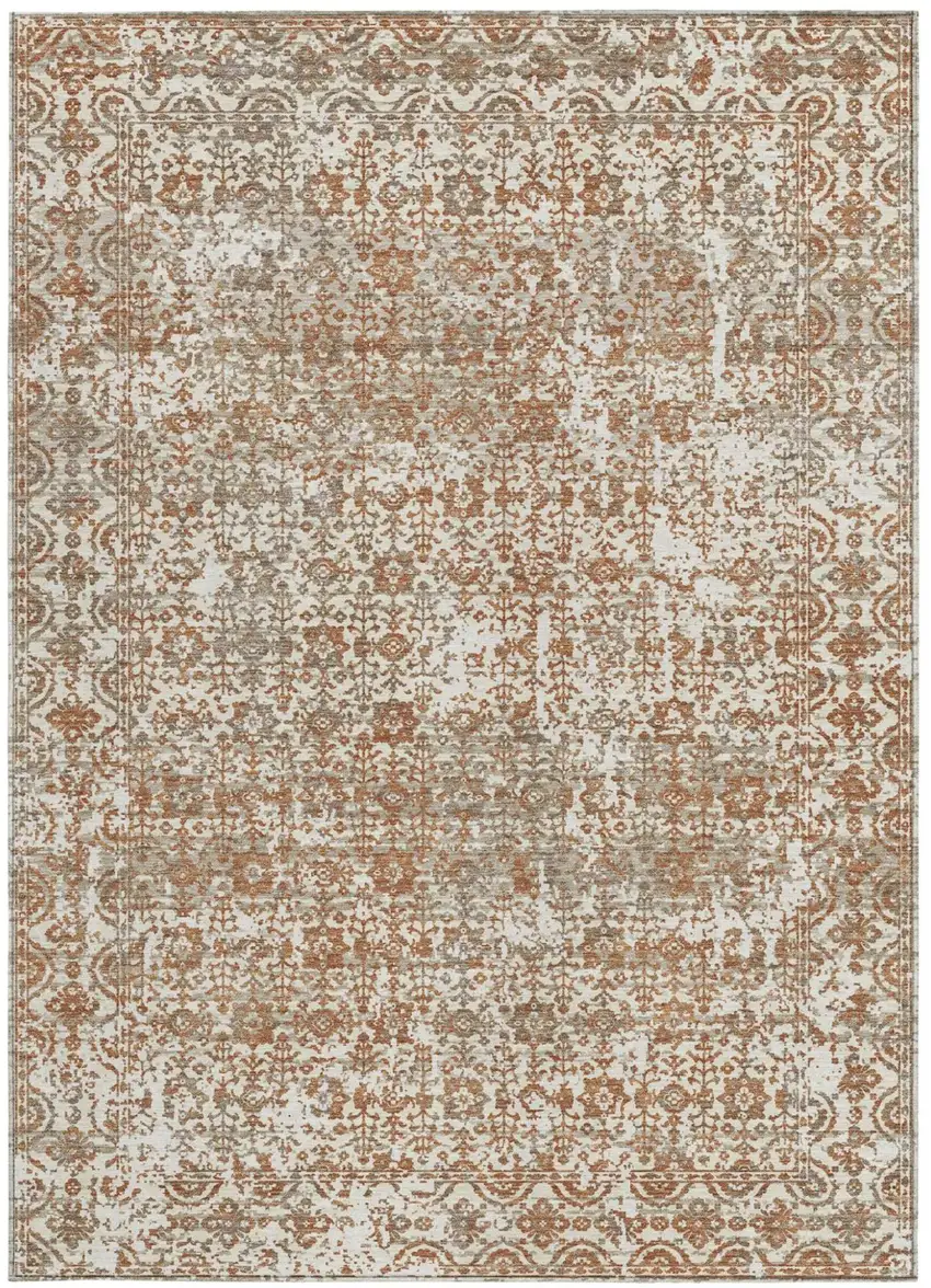 Cream And Ivory Abstract Washable Indoor Outdoor Area Rug Photo 3