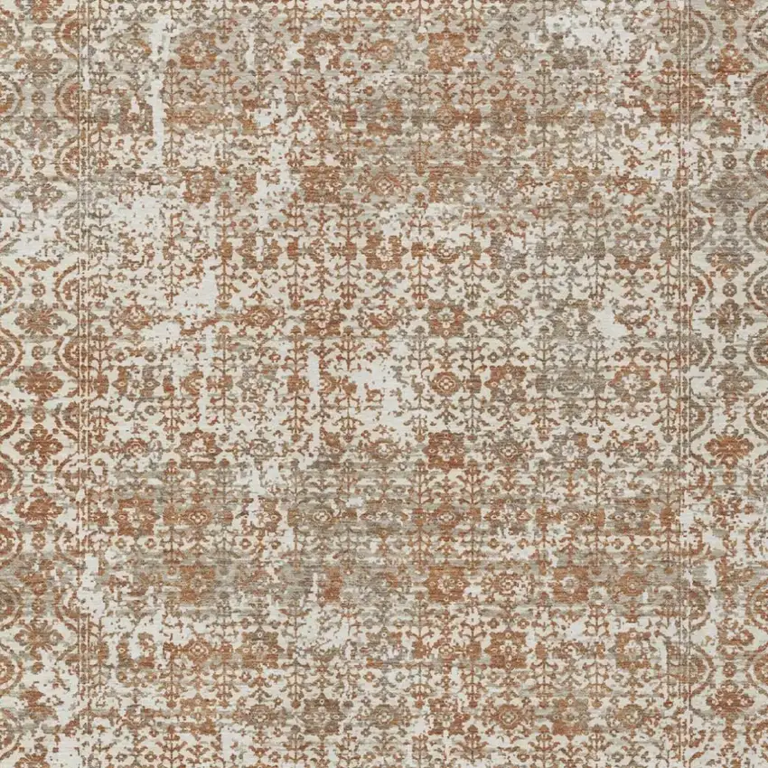 Cream And Ivory Abstract Washable Indoor Outdoor Area Rug Photo 1